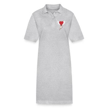 Herz Mädchen Frau Flügel Fantasy Valentin Fantasy - Stanley/Stella Frauen Bio-Polokleid PAIGER - Grau meliert - Vorne