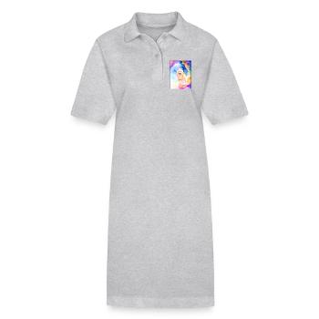 Weißer Wolf vor bunter Höhle - Stanley/Stella Frauen Bio-Polokleid PAIGER - Grau meliert - Vorne