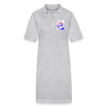 Kleiner Affe (Porträt) (Lila-Aquarell) - Stanley/Stella Frauen Bio-Polokleid PAIGER - Grau meliert - Vorne