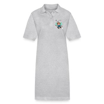 Un grognon du matin ? Tu te lèves tôt ou traînes ? - Robe polo bio PAIGER Stanley/Stella Femme - gris chiné - Devant