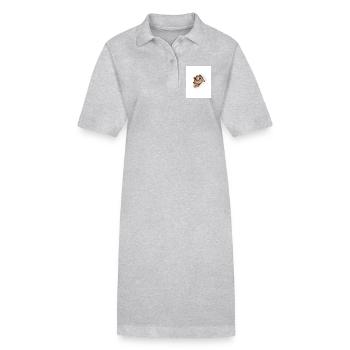 Chaton à coucou à travers une déchirure de papier - Robe polo bio PAIGER Stanley/Stella Femme - gris chiné - Devant