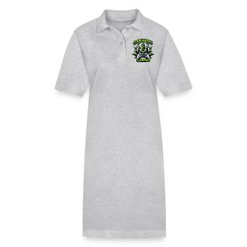 Wütendes Cannabisblatt beim Spielen eines Videospiels - Stanley/Stella Frauen Bio-Polokleid PAIGER - Grau meliert - Vorne