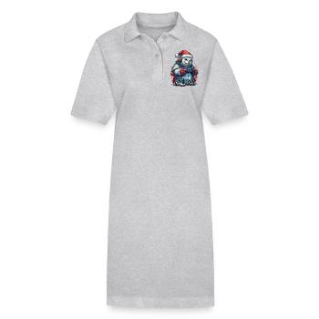 Méchant Noël Gamer Bonhomme de neige Joyeux Noël - Robe polo bio PAIGER Stanley/Stella Femme - gris chiné - Devant