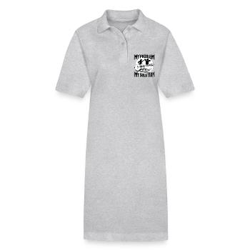 Passionné de musique folk Mon problème Mon pictogramme papa - Robe polo bio PAIGER Stanley/Stella Femme - gris chiné - Devant