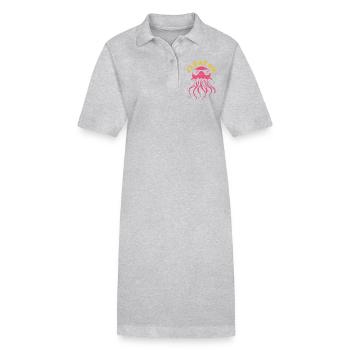 Float on, Qualle mit Tentakeln, Meeresbewohner - Stanley/Stella Frauen Bio-Polokleid PAIGER - Grau meliert - Vorne