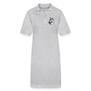 Portrait de loup amoureux des animaux - Robe polo bio PAIGER Stanley/Stella Femme - gris chiné - Devant