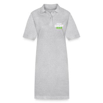 feeling lucky - Stanley/Stella PAIGER Organic Women’s Polo Dress - heather grey - Front