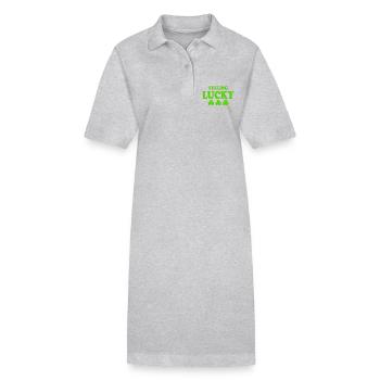 feeling lucky - Stanley/Stella PAIGER Organic Women’s Polo Dress - heather grey - Front