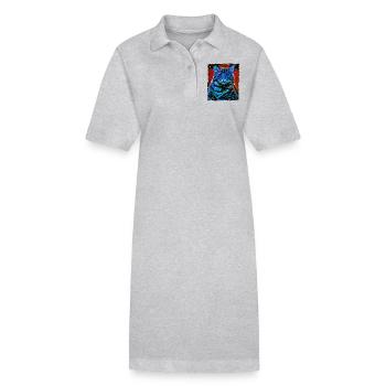 Tête de portrait de chat - Robe polo bio PAIGER Stanley/Stella Femme - gris chiné - Devant