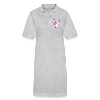 Hand mit Rock- Metal -Satan Symbol Pink - Stanley/Stella Frauen Bio-Polokleid PAIGER - Grau meliert - Vorne
