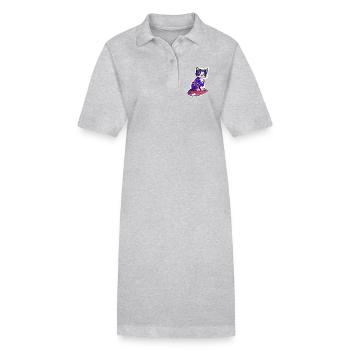 Petit chat à la fourrure violette - Robe polo bio PAIGER Stanley/Stella Femme - gris chiné - Devant