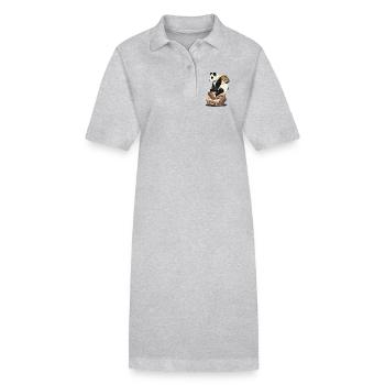 Panda assis sur des valises, prêt pour de nouvelles aventures - Robe polo bio PAIGER Stanley/Stella Femme - gris chiné - Devant
