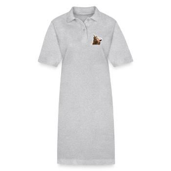Capybara im Party Modus mit Wein - Stanley/Stella Frauen Bio-Polokleid PAIGER - Grau meliert - Vorne