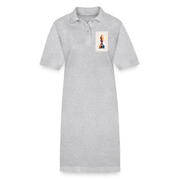 Échecs | Pièce d’échecs | Joueur d’échecs - Robe polo bio PAIGER Stanley/Stella Femme - gris chiné - Devant