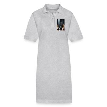 Échecs | Pièce d’échecs | Joueur d’échecs - Robe polo bio PAIGER Stanley/Stella Femme - gris chiné - Devant