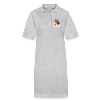 Stallchefin Pferd Stall lustig - Stanley/Stella Frauen Bio-Polokleid PAIGER - Grau meliert - Vorne