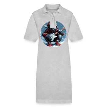 Guitare Rocker Gorilla Christmas - Robe polo bio PAIGER Stanley/Stella Femme - gris chiné - Devant