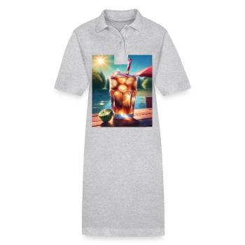 Boisson froide au cola - Robe polo bio PAIGER Stanley/Stella Femme - gris chiné - Devant