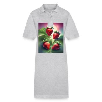 Quatre délicieuses fraises - Robe polo bio PAIGER Stanley/Stella Femme - gris chiné - Devant