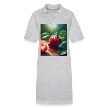 Rote saftige Erdbeere - Stanley/Stella Frauen Bio-Polokleid PAIGER - Grau meliert - Vorne