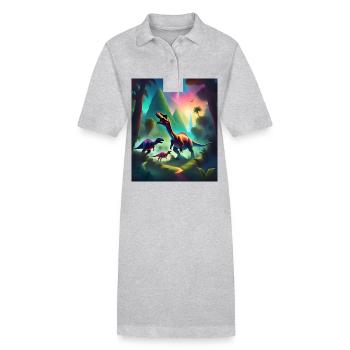 Conception de t-shirt dinosaures graphiques colorés - Robe polo bio PAIGER Stanley/Stella Femme - gris chiné - Devant