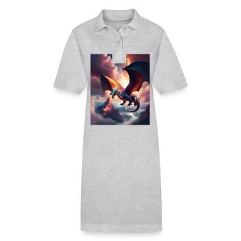Dragon volant au-dessus des montagnes - Robe polo bio PAIGER Stanley/Stella Femme - gris chiné - Devant