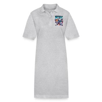 Astronaut 12th Birthday Space - Stanley/Stella PAIGER Organic Women’s Polo Dress - heather grey - Front
