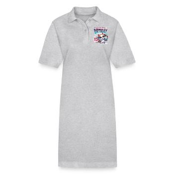 12th Birthday Cat Graffiti - Stanley/Stella PAIGER Organic Women’s Polo Dress - heather grey - Front