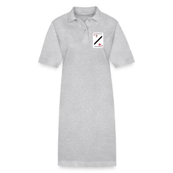 Herz Sieben Spielkarte Pokerkarte - Stanley/Stella Frauen Bio-Polokleid PAIGER - Grau meliert - Vorne