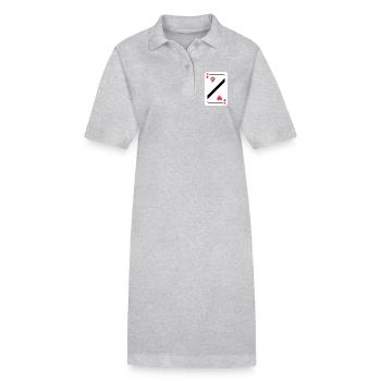 Herz Neun Spielkarte Pokerkarte - Stanley/Stella Frauen Bio-Polokleid PAIGER - Grau meliert - Vorne