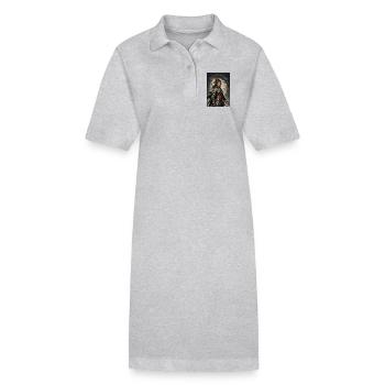 Dark Samurai Warrior in Kimono - Stanley/Stella PAIGER Organic Women’s Polo Dress - heather grey - Front