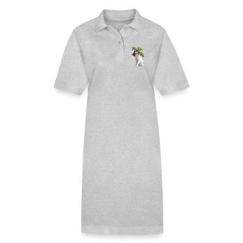 Chat curieux avec du tilleul sur une branche - Robe polo bio PAIGER Stanley/Stella Femme - gris chiné - Devant