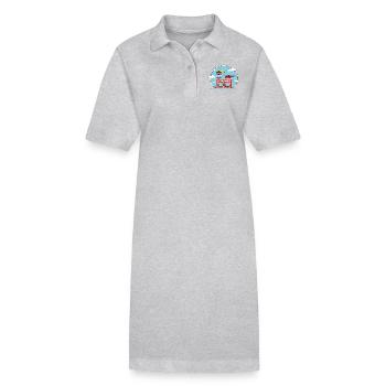 Caserne de pompiers avec hélicoptère et camion de pompiers - Robe polo bio PAIGER Stanley/Stella Femme - gris chiné - Devant