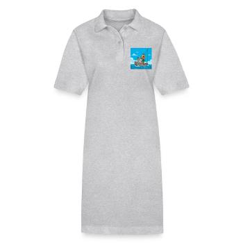 Tranquillité sur l’eau – pêche depuis un bateau - Robe polo bio PAIGER Stanley/Stella Femme - gris chiné - Devant