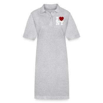 I love New York, t-shirt - coeur d'amour cadeau - Robe polo bio PAIGER Stanley/Stella Femme - gris chiné - Devant