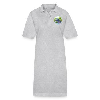 Nilpferd Familie - Stanley/Stella Frauen Bio-Polokleid PAIGER - Grau meliert - Vorne
