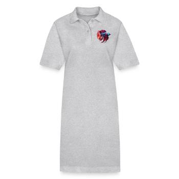 Poisson betta siamois - Robe polo bio PAIGER Stanley/Stella Femme - gris chiné - Devant