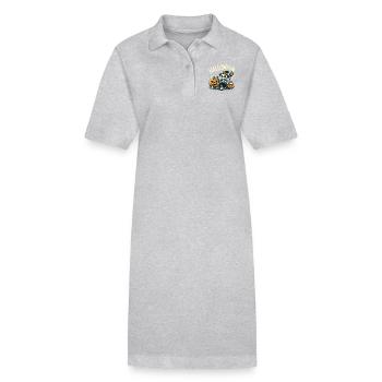 Niedliches Halloween Skelett mit Kürbis und Kessel - Stanley/Stella Frauen Bio-Polokleid PAIGER - Grau meliert - Vorne