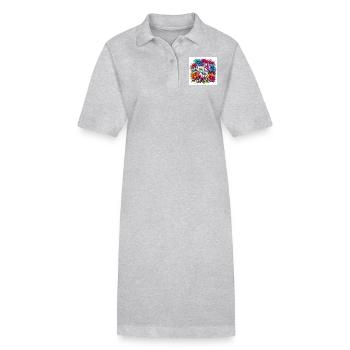 Colourful Daisy Drawing - Stanley/Stella PAIGER Organic Women’s Polo Dress - heather grey - Front