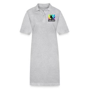 I BELIEVE Einhorn vor leuchtenden Regenbogenstrahl - Stanley/Stella Frauen Bio-Polokleid PAIGER - Grau meliert - Vorne