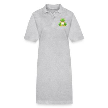 Grenouille verte assise. - Robe polo bio PAIGER Stanley/Stella Femme - gris chiné - Devant