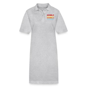 Retro Vintage Style Thanksgiving Turkey Turkey - Stanley/Stella PAIGER Organic Women’s Polo Dress - heather grey - Front