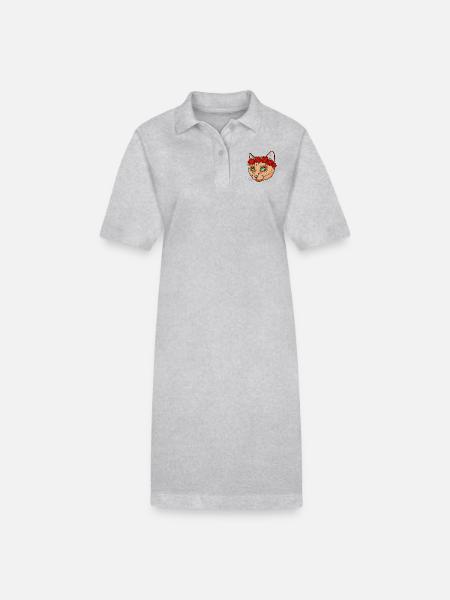 Katze Blumenkranz - Stanley/Stella Frauen Bio-Polokleid PAIGER - Grau meliert