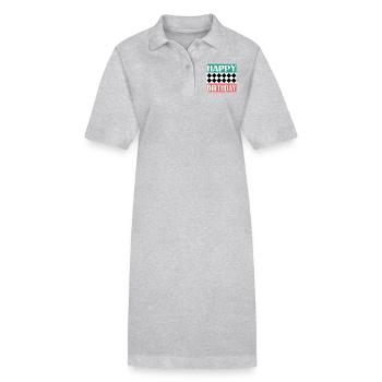 BIRTHDAY. HAPPY BIRTHDAY. HAPPY BIRTHDAY. - Stanley/Stella PAIGER Organic Women’s Polo Dress - heather grey - Front