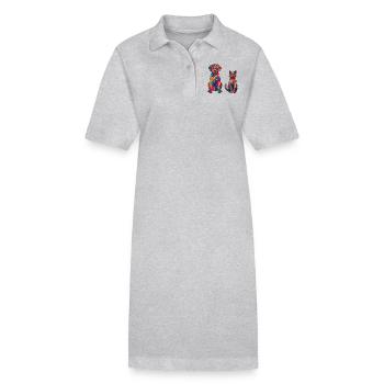 Abstrakter Hund und Katze - Haustiere - Stanley/Stella Frauen Bio-Polokleid PAIGER - Grau meliert - Vorne