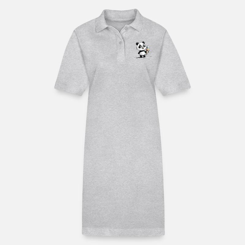 Panda mit Eis - Stanley/Stella Frauen Bio-Polokleid PAIGER - Grau meliert
