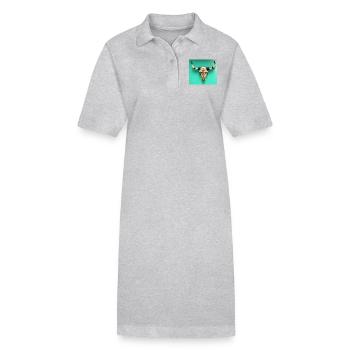 Crâne de taureau avec des ornements sur un mur vert - Robe polo bio PAIGER Stanley/Stella Femme - gris chiné - Devant