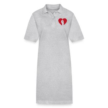 Romantic couple in heart - Stanley/Stella PAIGER Organic Women’s Polo Dress - heather grey - Front