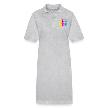Pop Art Pinapples> Three Neon Colored Fruits - Stanley/Stella PAIGER Organic Women’s Polo Dress - heather grey - Front