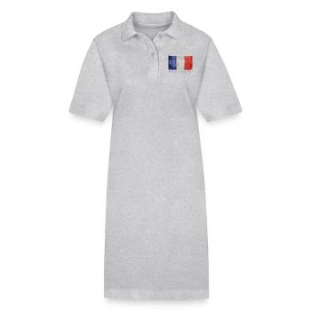 Drapeau France bleu blanc rouge Français fier - Robe polo bio PAIGER Stanley/Stella Femme - gris chiné - Devant
